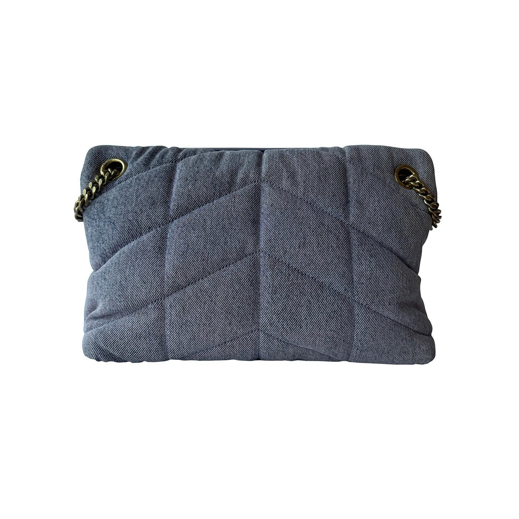Saint Laurent LouLou Puffer Small Denim Shoulder Bag