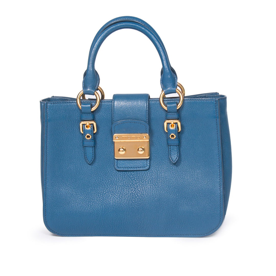 Miu Miu Pebbled Leather Satchel - revogue