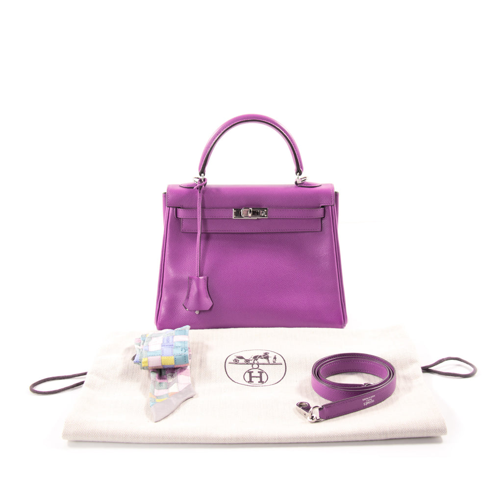 Hermès Kelly 25 Retourne Violet Courchevel Bags Hermès - Shop authentic new pre-owned designer brands online at Re-Vogue