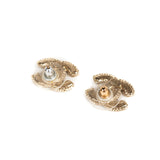 Chanel CC Pearl Stud Logo Earrings
