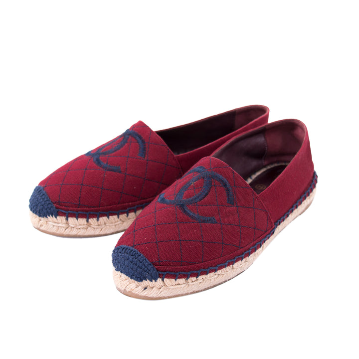 Chanel CC Canvas Espadrilles Flat Shoes Chanel - Shop authentic new pre-owned designer brands online at Re-Vogue