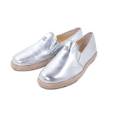 Chanel Silver Metallic Leather Espadrilles Shoes Chanel - Shop authentic new pre-owned designer brands online at Re-Vogue