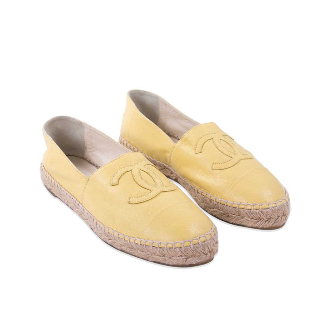 Chanel Yellow Lambskin Leather CC Espadrilles Shoes Chanel - Shop authentic new pre-owned designer brands online at Re-Vogue