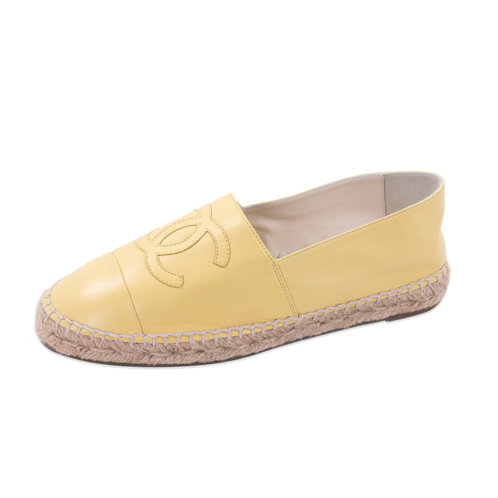 Chanel Yellow Lambskin Leather CC Espadrilles Shoes Chanel - Shop authentic new pre-owned designer brands online at Re-Vogue