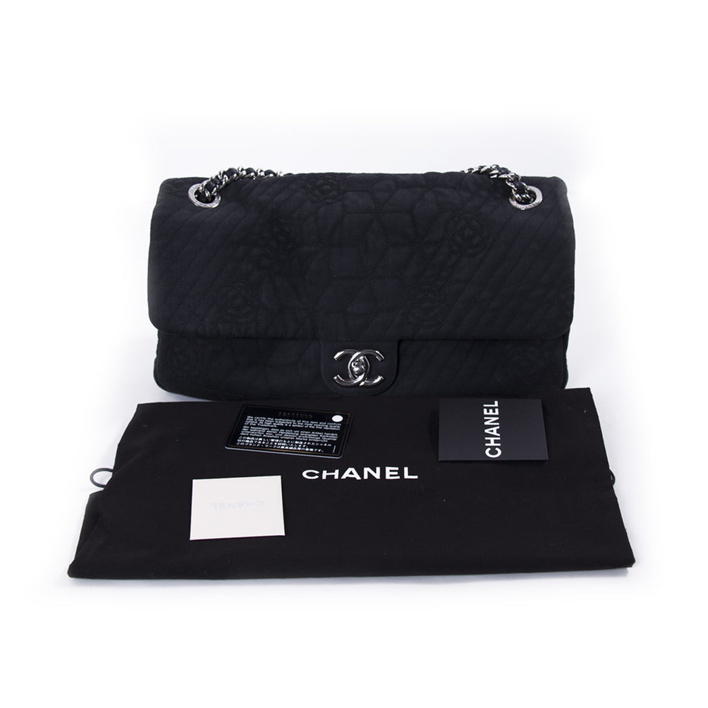 Chanel Stitched Camelia Jersey Flap Bag Bags Chanel - Shop authentic new pre-owned designer brands online at Re-Vogue