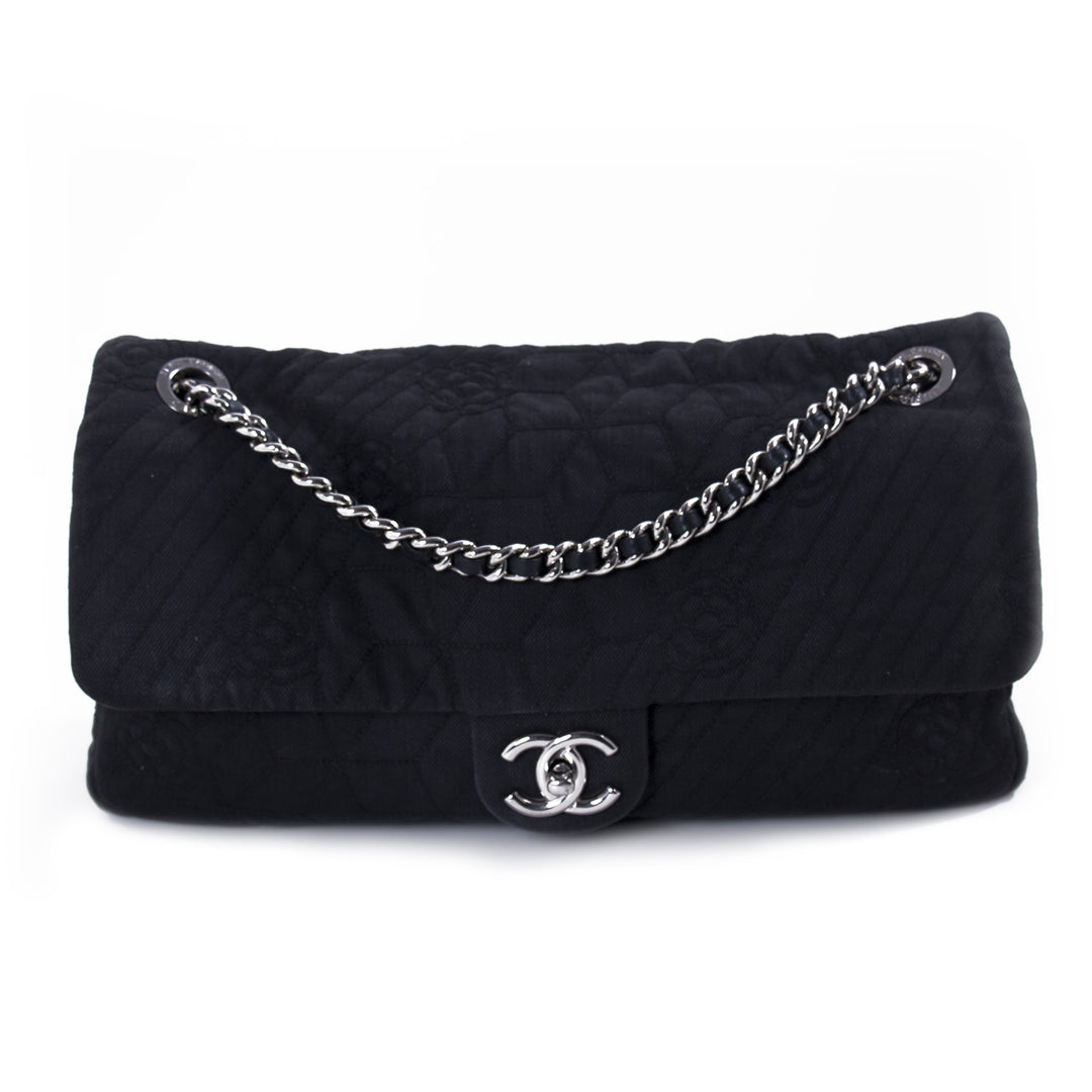 Chanel Stitched Camelia Jersey Flap Bag Bags Chanel - Shop authentic new pre-owned designer brands online at Re-Vogue