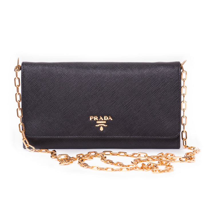 Prada Leather Chain Wallet - revogue