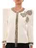 Balmain White Cotton Jacket With Metal Chain - revogue