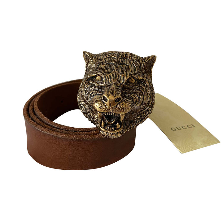 Gucci Tiger Head Feline Leather Belt