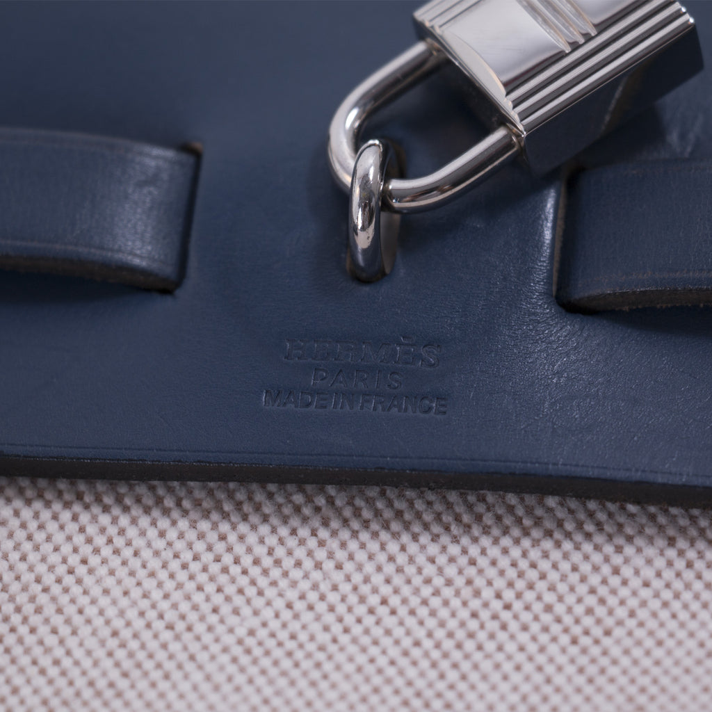 Hermès Herbag PM Toile Beige Navy Blue Bags Hermès - Shop authentic new pre-owned designer brands online at Re-Vogue