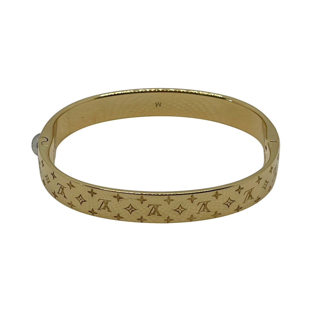 Louis Vuitton Gold Tone Nanogram Cuff Bracelet at 1stDibs  gold louis  vuitton bracelet, nanogram louis vuitton bracelet, louis vuitton gold cuff  bracelet