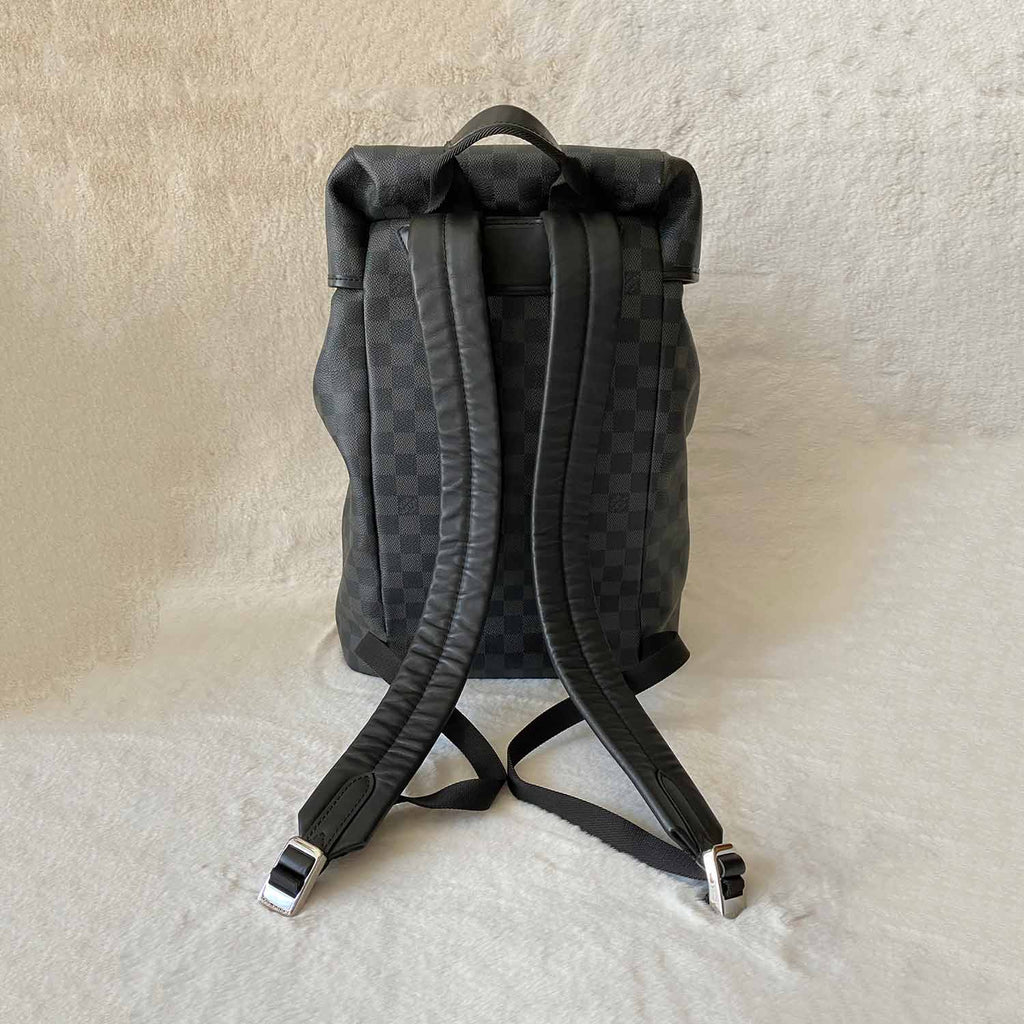 Authentic Louis Vuitton Damier Graphite coated canvas with silver