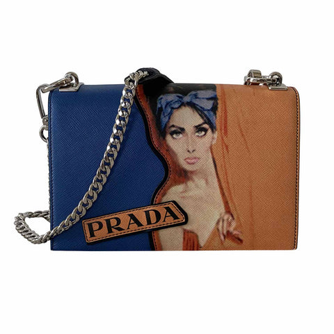 Prada Woven Madras Pattern Shoulder Bag