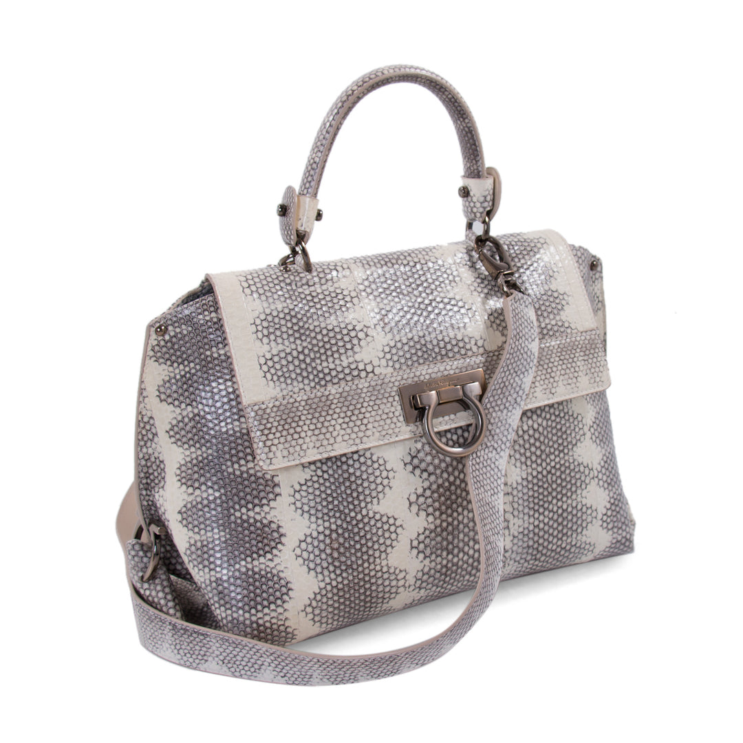 Salvatore Ferragamo Snake Skin Sofia Satchel Bags Salvatore Ferragamo - Shop authentic new pre-owned designer brands online at Re-Vogue